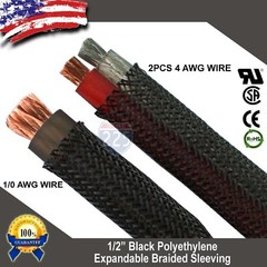 50 FT 1/2″ Black Expandable Wire Cable Sleeving Sheathing Braided Loom Tubing US