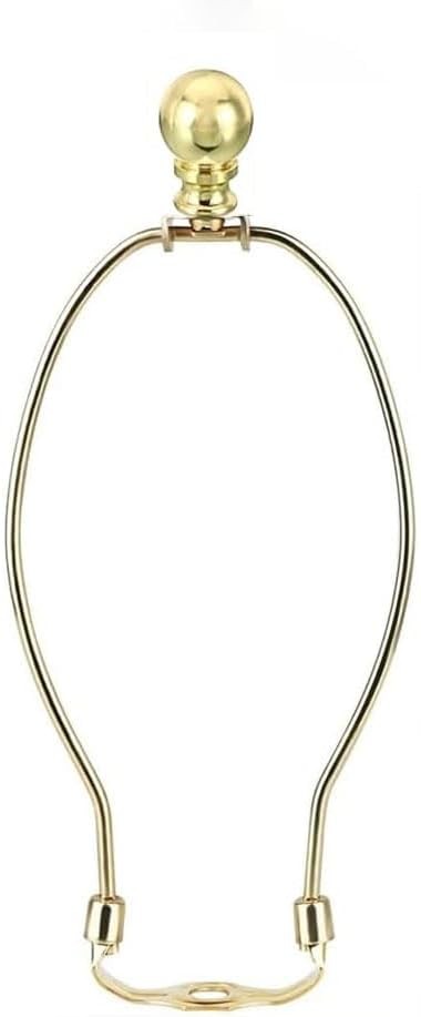 Polished Brass Lamp Harp Holder 8 Inch Set Finials Saddle Base Shade Bracket