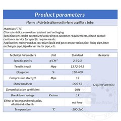 PTFE Tube Tubing Pipe ID 0.8-11 mm OD 1.6-14 mm High Temp Resistance Transparent