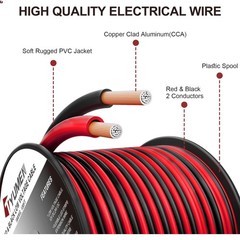 40FT 18 Gauge 2pin 2 Color Red Black Cable Hookup Electrical Wire LED Strips …