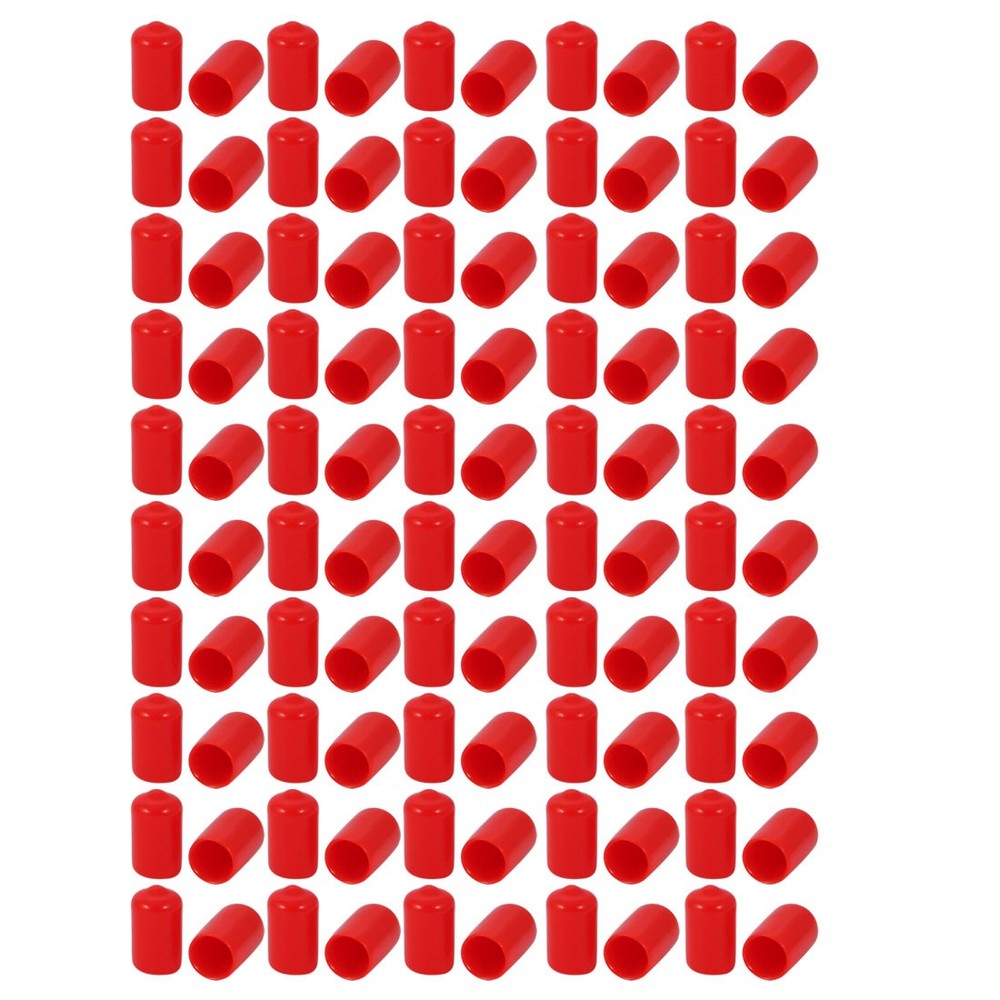 100 Pcs 10mm Inner Dia PVC Vinyl End Cap Bolt Screw Thread Protector Red