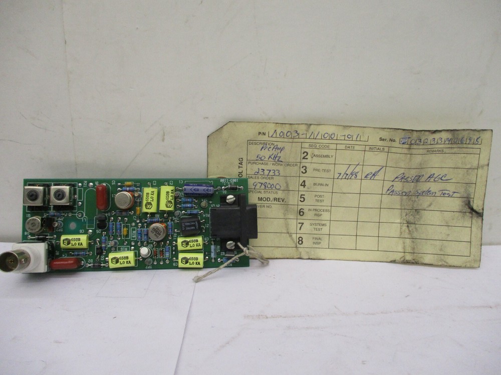 Pre Amplifier Board 1003-1100-01 Pre Amp 50 KHz United Sciences Inc A833AES
