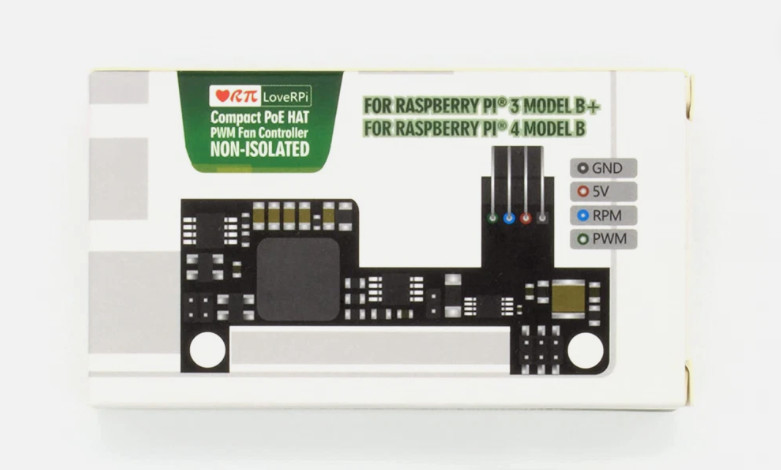 LoveRPi Compact PoE HAT with PWM Fan Controller for Raspberry Pi 3B+ and 4B