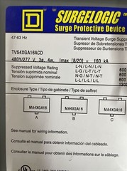 SQUARE D TVS4XGA16ACD Surgelogic Protective Board