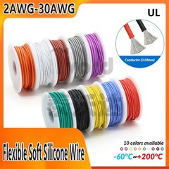 Flexible Soft Silicone Wire Cable 2AWG~30AWG UL High Temp Colorful Tinned Copper