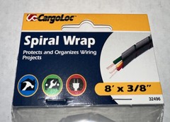 Cargoloc Spiral Wrap 8ftx3/8″ FSP Clear Flexible Plastic Protects Organize Wires