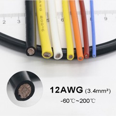 12AWG 3.4mm² Flexible Silicone Cable, HIGH TEMP 200℃, 0.08mm Tinned Copper Wire