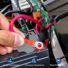 6 PCS 6AWG Battery Inverter Cables 12in 3/8″ & 1/4″ Tinned Copper Terminals Wire