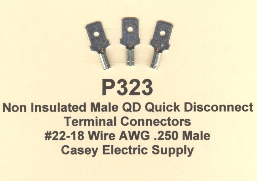 100 Non Insulated Quick Disconnect MALE Terminal Connector #22-18 AWG .250 MOLEX