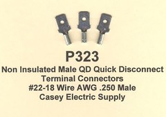 100 Non Insulated Quick Disconnect MALE Terminal Connector #22-18 AWG .250 MOLEX