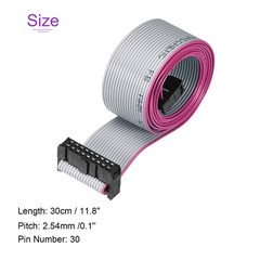 30Pin 30cm Long 2.54mm IDC Wire Flat Ribbon Cable FC – FC Connector w/Grey Color
