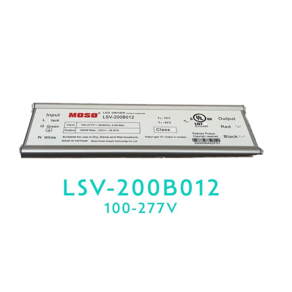 MOSO LSV-200B012 LED Driver Ballast 200W – 12VDC IP67 Waterproof
