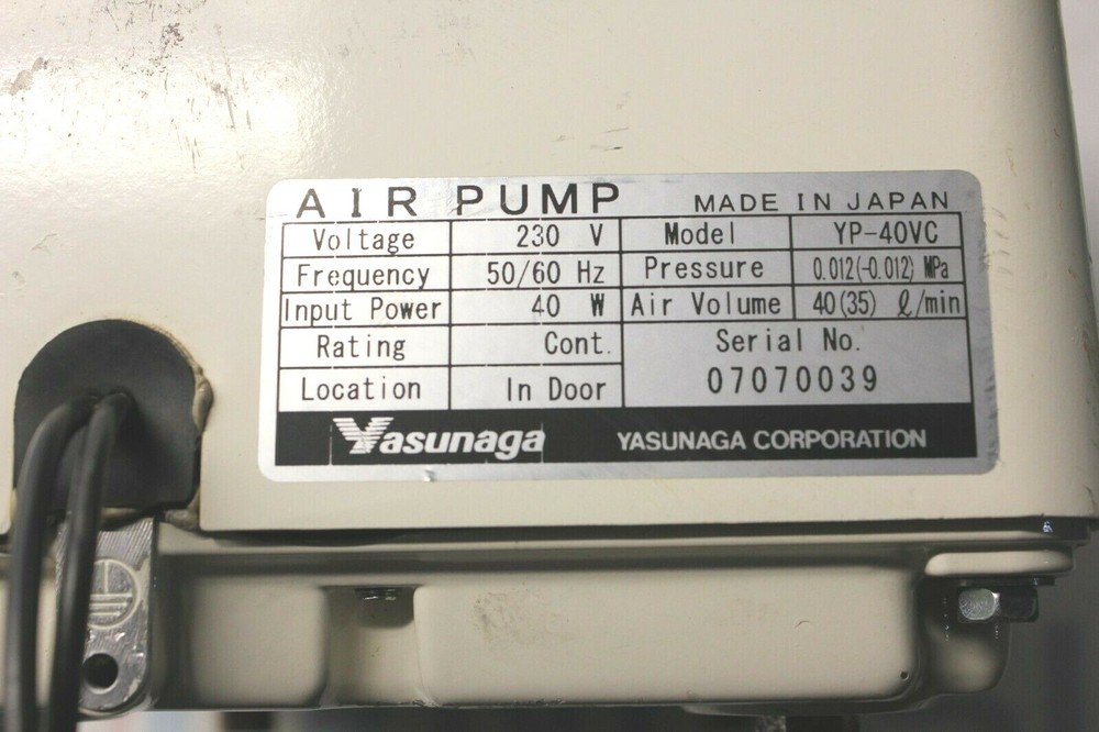 Yasunaga YP-40VC Linear Air Pump TEL Tokyo Electron Lithius 