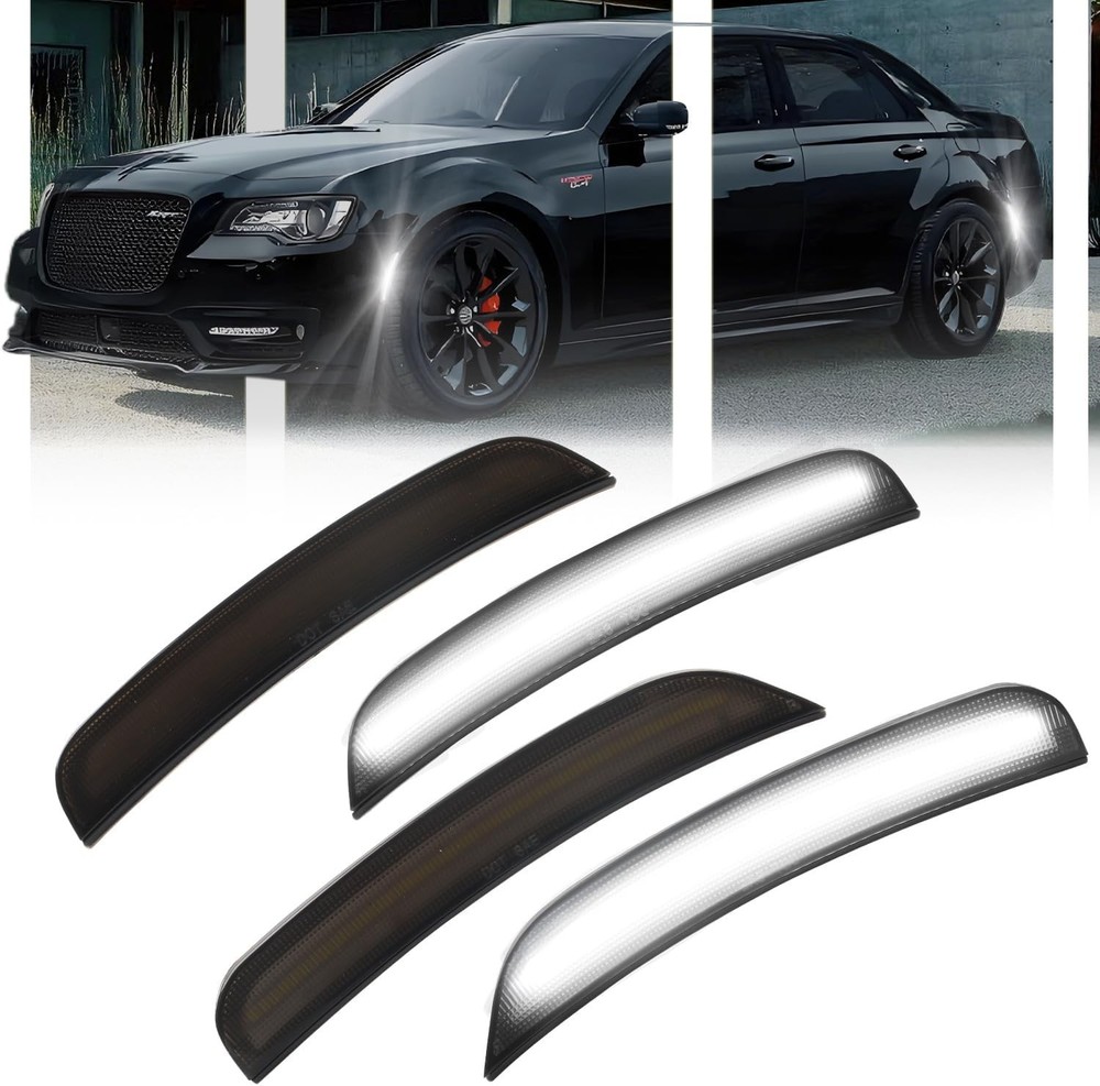 4 PCS LED Side Marker Light Kits for 300 2015-2024, Full LED Strip White Front