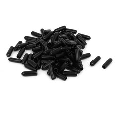 3.5mm Inner Dia Rubber Hose End Cap Screw Thread Protector Cover Black 100pcs
