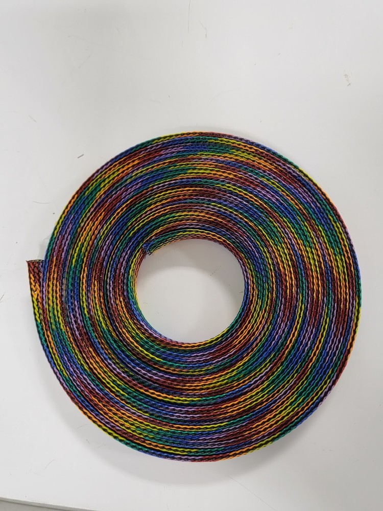 25 FT 1/2″ RAINBOW WITH BLACK STRIPE PET EXPANDO SLEEVING BRAID