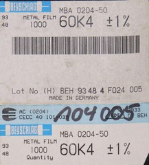 BEYSCHLAG 1000x resistance MBA 0204-50 tolerance ±1% 60.4kOhm unused in original packaging