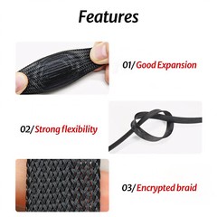 Dense PET Nylon Braided Sleeving Tube Width 12mm Car Audio Cable Wire Sleeving