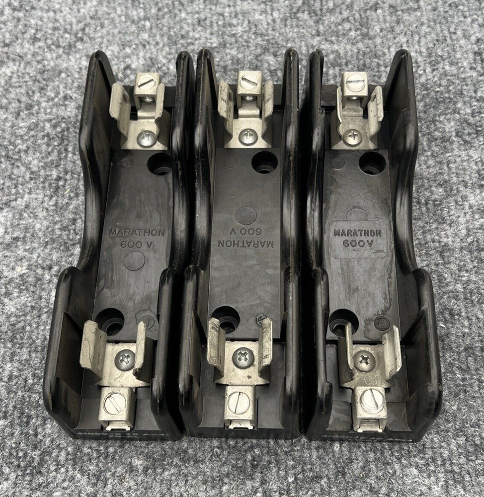 Lot Of 3 Marathon 4100030 30A 600V CU-AL Single Fuse Holder Used