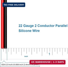 BNTECHGO 22 Gauge Flexible 2 Conductor Parallel Silicone Wire Spool Red Black Hi