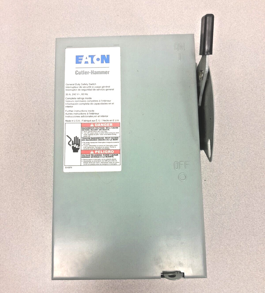 Eaton Cutler Hammer DG321UGB 3 Pole 30 Amp Non-Fused Safety Switch NEW OPEN BOX