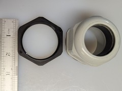 Plastic Cable Gland (strain relief), 1 ” to 1 1/4″ Cable, M50 x 1.5. New.