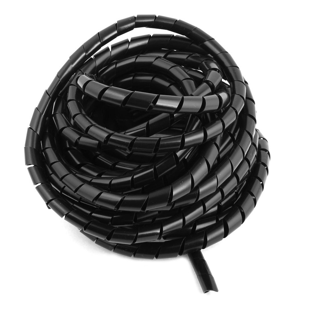 10mm External Diameter Black Polyethylene Spiral Cable Wire Wrap Tube 6.5M