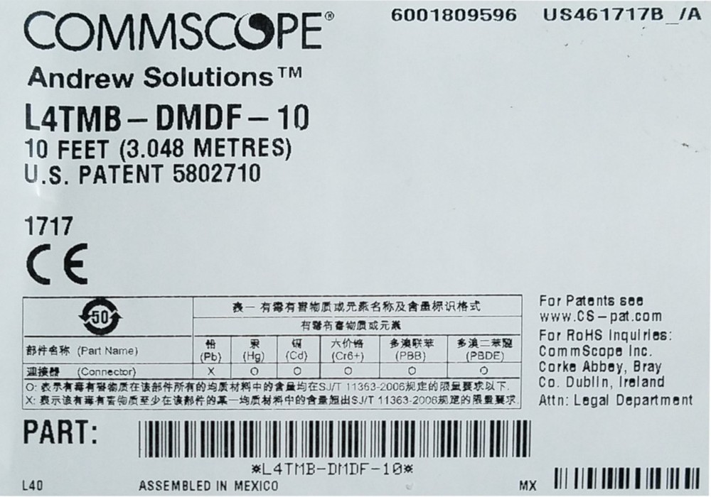 Commscope/Andrew 10 Foot L4TMB-DMDF-10 SureFlex Cable Assembly — 10 Each (Case)