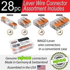 WAGO 221 Lever Nuts 28pc Compact Splicing Wire Connector Assortment Kit