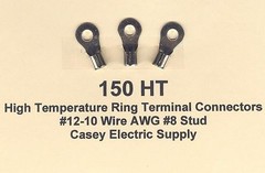 50 High Temperature RING Terminal Connector #12-10 Wire Gauge AWG #8 Stud 900°F