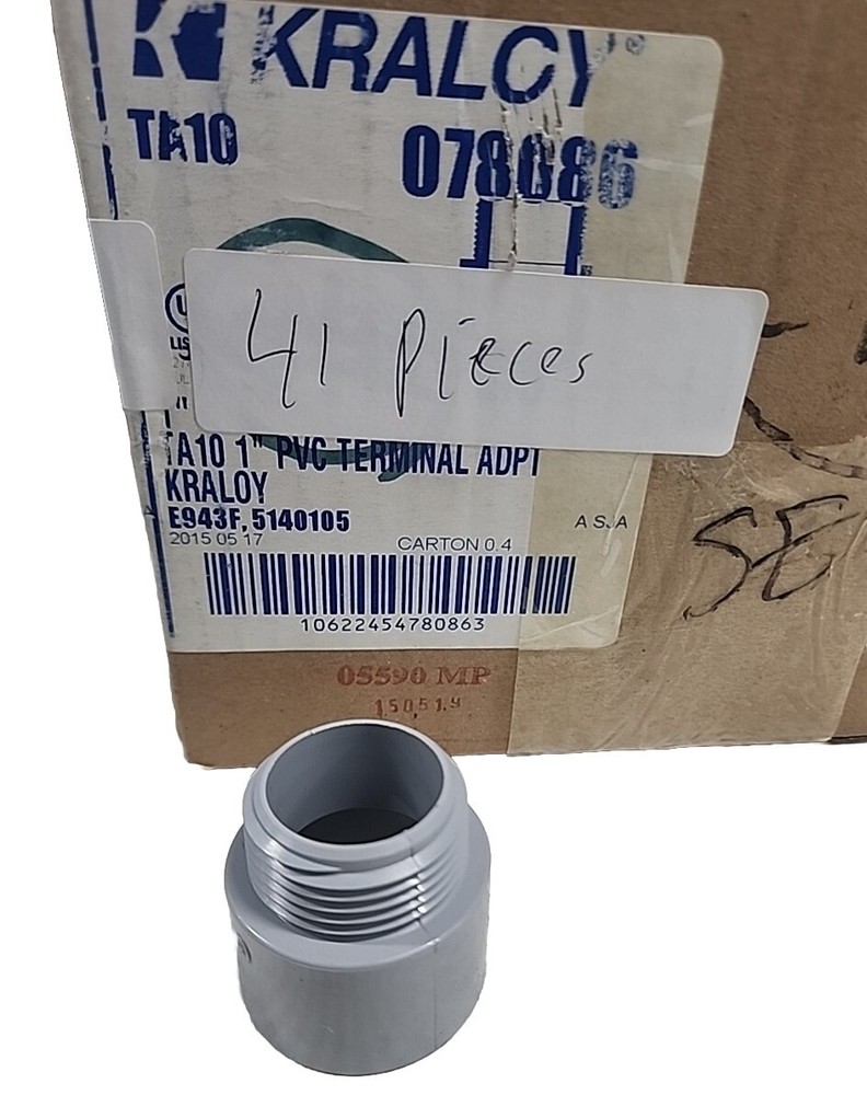 Kraloy 078086 1″ TA10 PVC Terminal Adaptor – 41 Pieces