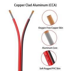 2 Conductor 18 Gauge Cable 30ft, Flexible PVC, Car Stereo LED, Red Black