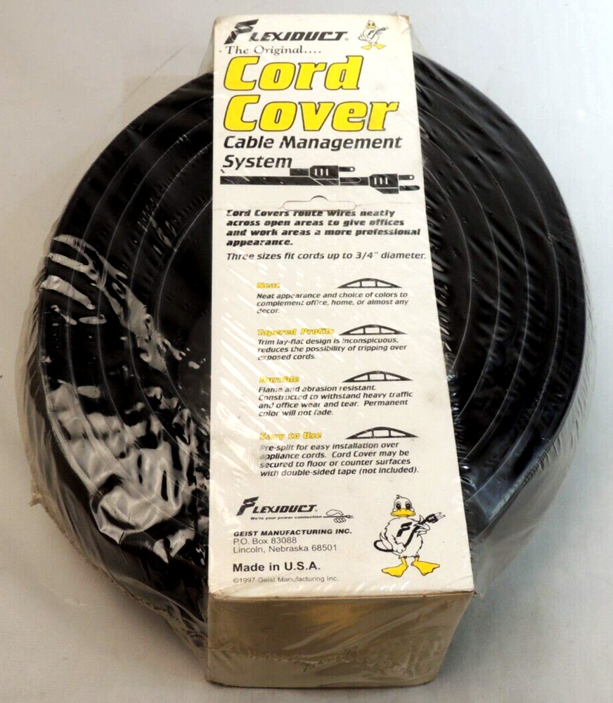 Flexiduct 10FT-BLK Floor Cord Cover Cable Protector Black 10 Ft Heavy Duty NOS