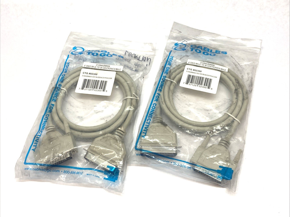 Cables To Go CTG #02300 6′ DB25 Male TO 36 Centronics Male LOT OF 2
