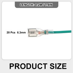 20Pcs Female Spade Crimp Terminal 6.30mm 20cm Wires, Green