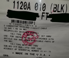 Belden 1120A 18/1P Shielded Twist Pair Direct Burial Tray Cable Wire TC NPLF