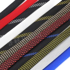 PET Nylon Braided Sleeve Tube 14 mm Width Audio Car Cable Wire Sleeving Sheath