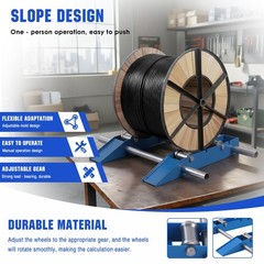 Cable Drum Reel Dispenser Adjustable Cable Roller Stand Load 3307 LBS Capacity