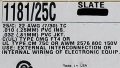 Alpha Wire 1181/25C 22/25C Premium Communication/Control Cable 300V Gray /10ft