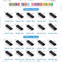 Glarks 40Pcs 74Lsxxx and 74Hcxxx Series Low-Power Logic IC Assortment Kit