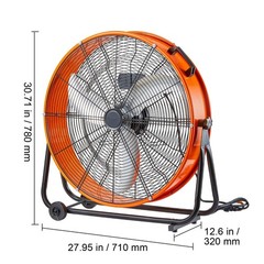 Drum Fan, 24 Inch High Velocity Industrial Shop Fan, Heavy Duty Commercial Use 3