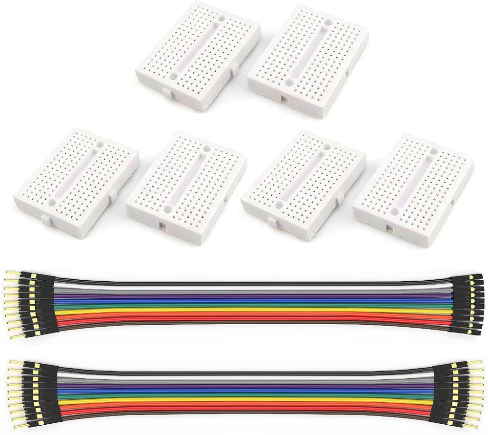 6 Pcs Mini Small Breadboard Kit White 170 Tie Points (Includes 10-Pin Male/Femal