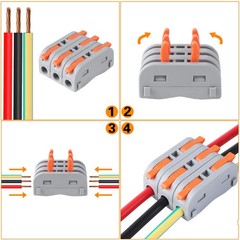 XHF 90pcs Compact Lever Connectors – Electrical Wire Terminals 90PCS, Orange