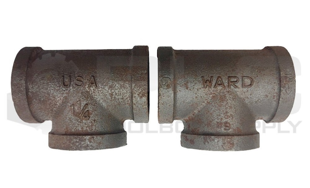 LOT OF 2 NEW WARD IRON PIPE TEE FITTING 1-1/4” X 1-1/4” X 1-1/4” *READ*