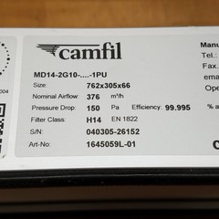 Camfil MD14-2G10-762x305x66-1PU Megalam Prosafe Filter, Filter Class H14 – NEW