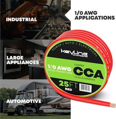 1/0 Gauge Wire – 25ft Red | Amp Wire, Battery AWG Red, red