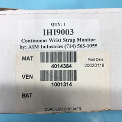 AIM INDUSTRIES IHI9003 CONTINUOUS WRIST STRAP MONITOR, IHI-9003-.5/10, 119038