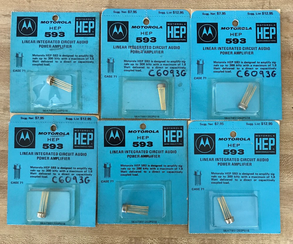 6ea NEW Motorola HEP593 HEP 593 1 Watt Audio Amplifier