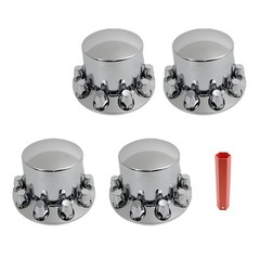 ABS Plastic Set of 4 Rear Chrome Wheel Axle Hub Cover Kit Semi 33MM Nut Covers