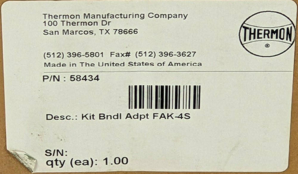 Thermon FAK-4S Installation Kit, Temperature Sensor, RTD or TC *NEW* 58434